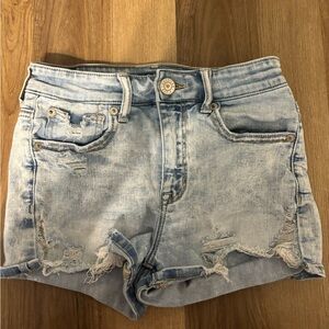 American Eagle Outfitters Blue Distressed Jean Shorts